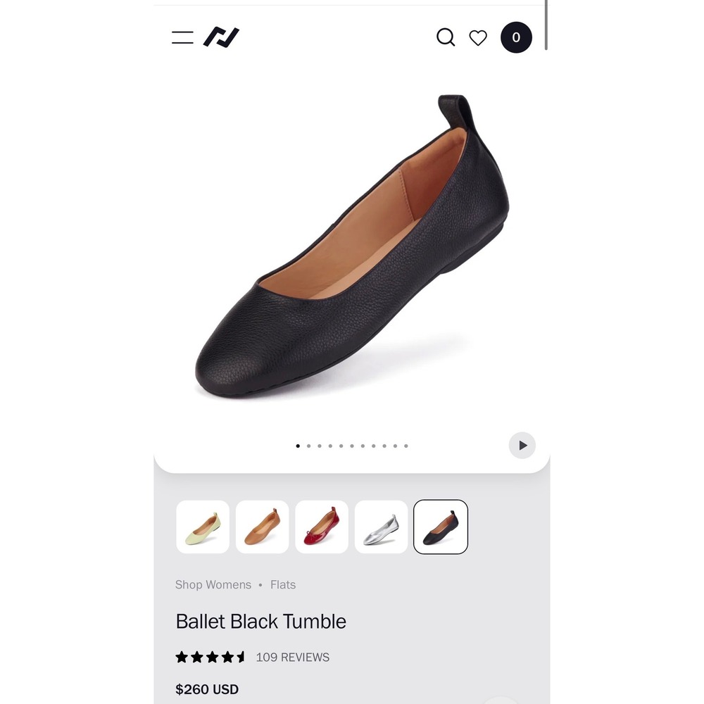 NIB Rollie Ballet Black Tumble Leather Flats Women's Sz 7 EU 38 Luxury ballerina - Picture 3 of 14